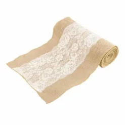 Chemin de Table en Jute avec Dentelle Romantique