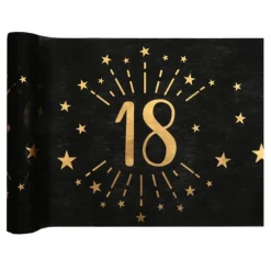 Chemin de table en polyester - 30 cm x 5 m - Collection Joyeux Anniversaire Étincelant Or - Âge au choix