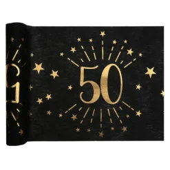 Chemin de table en polyester - 30 cm x 5 m - Collection Joyeux Anniversaire Étincelant Or - Âge au choix