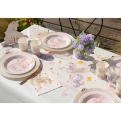 Chemin de table en polyester - 28 cm x 2,5 m - Collection Licorne Magique