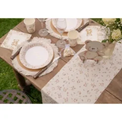 Chemin de table en polyester - 28 cm x 2,5 m - Collection Little Teddy