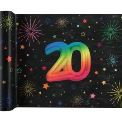 Chemin de table en polyester pour anniversaire - 30 cm x 3 m - Collection Festicolor - Âge au choix