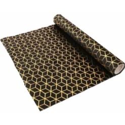 Chemin de table en velours Cubic Noir et Or - 3 m