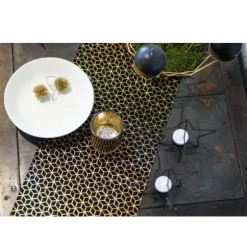 Chemin de table en velours Cubic Noir et Or - 3 m