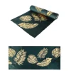 Chemin de Table en Velours - Tropical Vert et Feuilles Dorées - 3 m