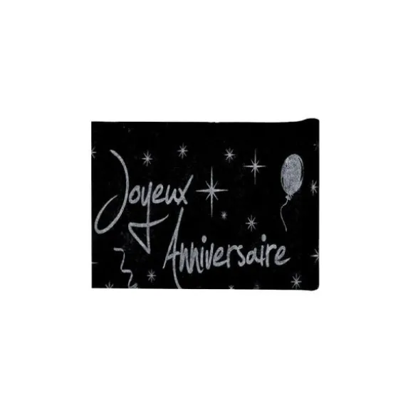 Chemin de table "Joyeux Anniversaire" - Argenté pailleté