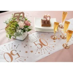 Chemin de Table - Joyeux Anniversaire Etincelant - 5 m - Rose Gold - Age au Choix