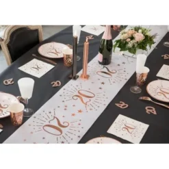 Chemin de Table - Joyeux Anniversaire Etincelant - 5 m - Rose Gold - Age au Choix