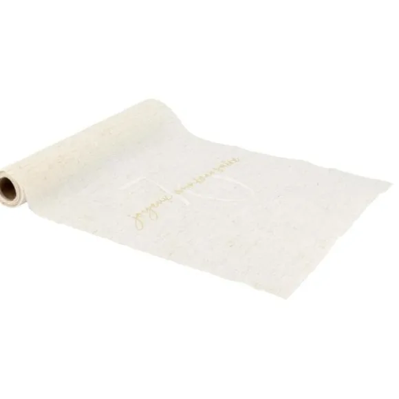Chemin de table "Joyeux Anniversaire" en tissu - 28 cm x 3 m - Collection Gold'n Age - Âge au choix