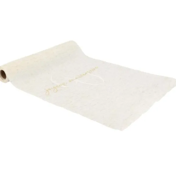 Chemin de table "Joyeux Anniversaire" en tissu - 28 cm x 3 m - Collection Gold'n Age - Âge au choix