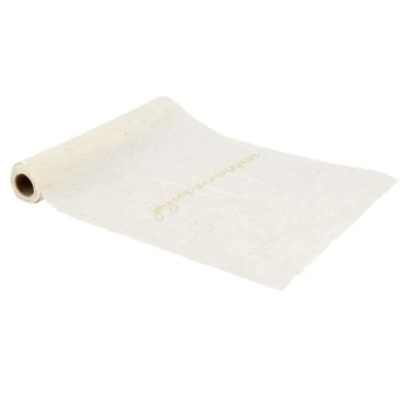 Chemin de table "Joyeux Anniversaire" en tissu - 28 cm x 3 m - Collection Gold'n Age - Âge au choix