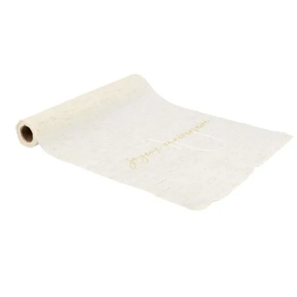 Chemin de table "Joyeux Anniversaire" en tissu - 28 cm x 3 m - Collection Gold'n Age - Âge au choix