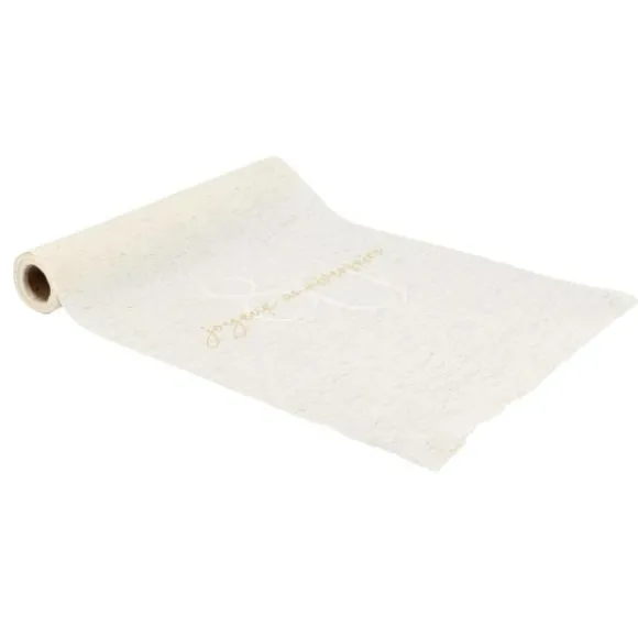 Chemin de table "Joyeux Anniversaire" en tissu - 28 cm x 3 m - Collection Gold'n Age - Âge au choix