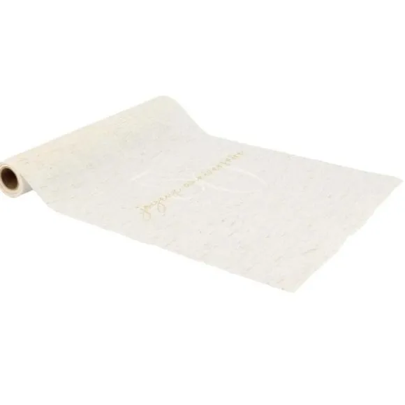 Chemin de table "Joyeux Anniversaire" en tissu - 28 cm x 3 m - Collection Gold'n Age - Âge au choix