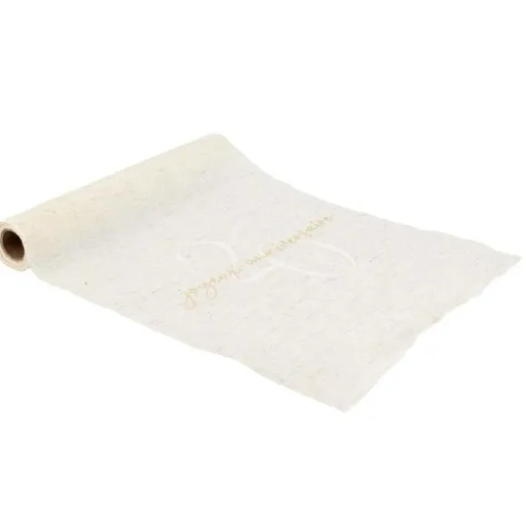 Chemin de table "Joyeux Anniversaire" en tissu - 28 cm x 3 m - Collection Gold'n Age - Âge au choix