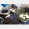 Chemin de table "Joyeux Anniversaire" Bleu Marine Métallisé