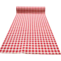 Chemin de table à motifs vichy en toile à effet lin - 28 cm x 5 m