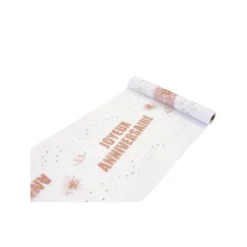 Chemin de Table Organza "Joyeux Anniversaire" - Rose Gold