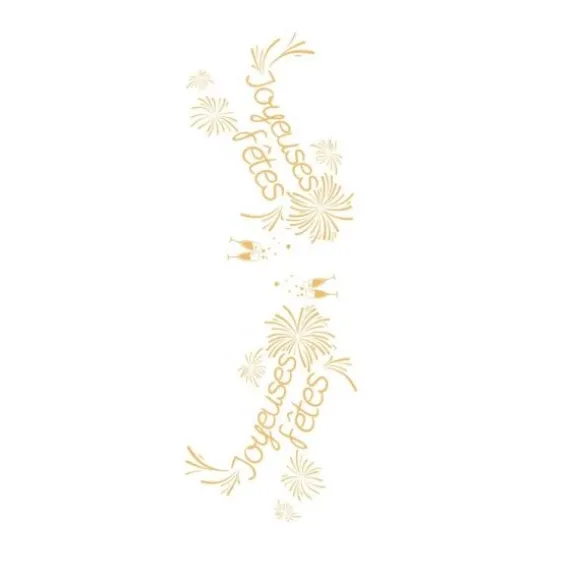 Chemin de Table Organza "Joyeuses Fêtes" - Or