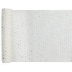 Chemin de Table Plumetis - Blanc & Or - 3 mètres