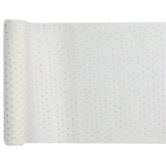 Chemin de Table Plumetis - Blanc & Or - 3 mètres