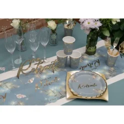Chemin de table "Vive la Retraite" en polyester - 30 cm x 2,5 m - Collection Retraite Dorée - Couleur au choix