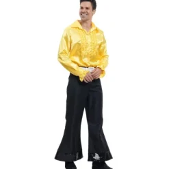 Chemise Disco en satin pour homme - Jaune - Taille au choix