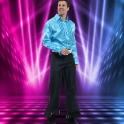 Chemise Disco en satin pour homme - Rouge - Taille au choix