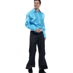 Chemise Disco en satin pour homme - Rouge - Taille au choix