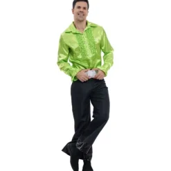 Chemise Disco en satin pour homme - Vert - Taille au choix