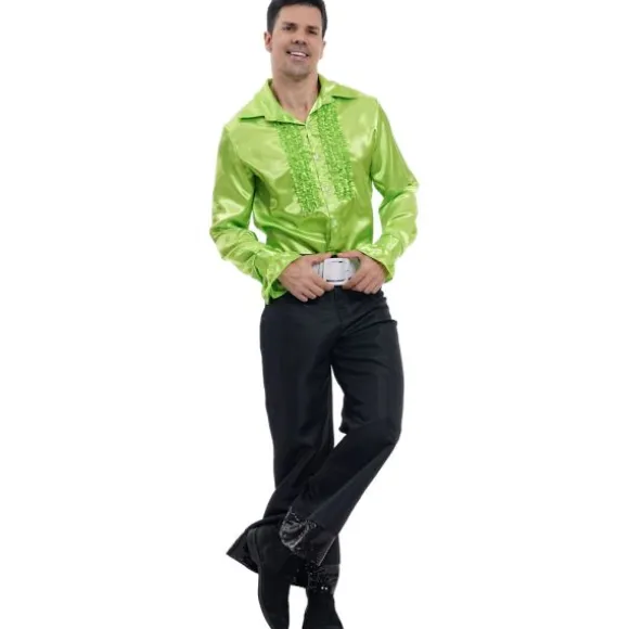 Chemise Disco en satin pour homme - Vert - Taille au choix