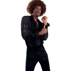 Chemise 70's Noire en Satin