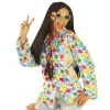 Chemise Velours Hippie Blanche à Fleurs Multicolores