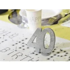 Chiffre Anniversaire Paillettes Argent - Age au choix