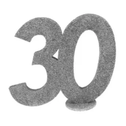 Chiffre Anniversaire Paillettes Argent - Age au choix