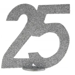 Chiffre Anniversaire Paillettes Argent - Age au choix