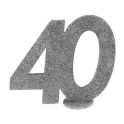 Chiffre Anniversaire Paillettes Argent - Age au choix