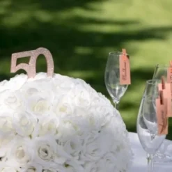 Chiffre Anniversaire Paillettes Rose Gold - Age au choix