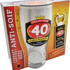 Coffret Bière pour Anniversaire - Verre et Décapsuleur - Âge au choix