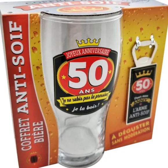 Coffret Bière pour Anniversaire - Verre et Décapsuleur - Âge au choix