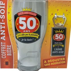 Coffret Bière pour Anniversaire - Verre et Décapsuleur - Âge au choix