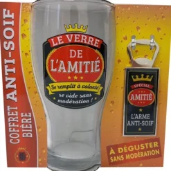 Coffret Bière - Verre et Décapsuleur - Le verre de l'amitié