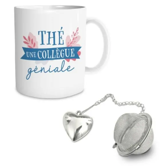 Coffret Cadeau Mug et Boule à thé - Thé une collègue géniale