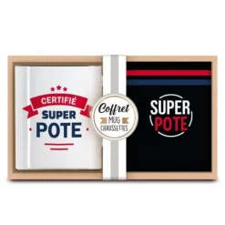Coffret Cadeau Mug et Chaussettes - Super Pote !