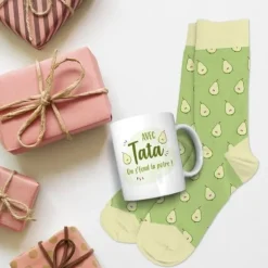 Coffret Cadeau Mug et Chaussettes - Avec Tata on s'fend la poire