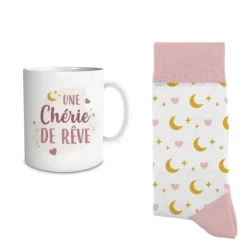 Coffret Cadeau Mug et Chaussettes - Une Chérie de rêve