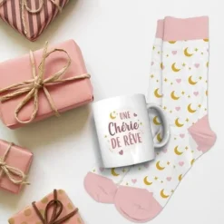 Coffret Cadeau Mug et Chaussettes - Une Chérie de rêve