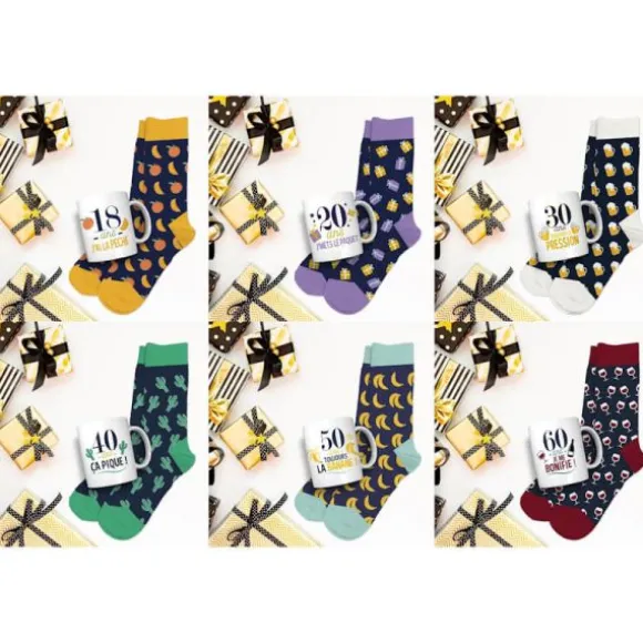 Coffret Cadeau Mug et Chaussettes pour homme - Âge au choix