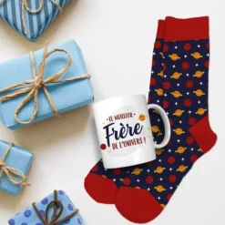 Coffret Cadeau Mug et Chaussettes - Meilleur Frère de l'Univers