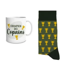 Coffret Cadeau Mug et Chaussettes - Champion des copains